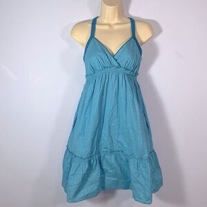 SO vintage jr’s size medium Y2K babydoll turquoise blue pointelle cotton dress